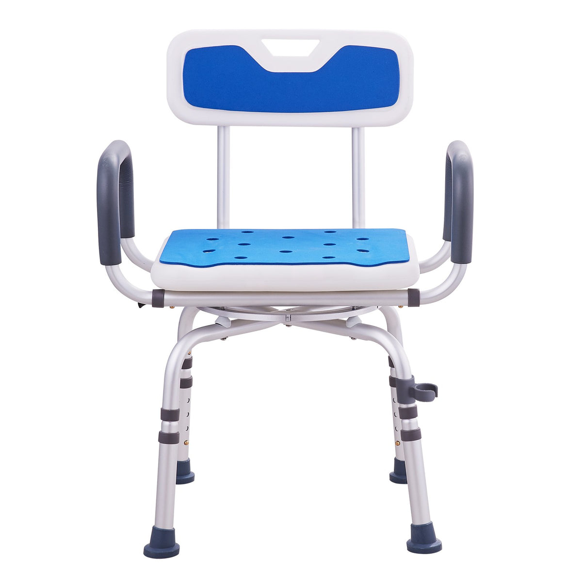 360° Swivel Shower Chair Adjustable Seat with Armrests Backrest