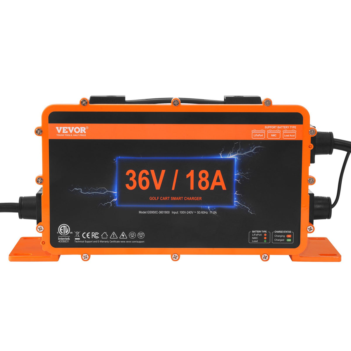 18A Smart Golf Cart Battery Charger IP67 for Lead-Acid & LiFePO4 Club Car EZGO