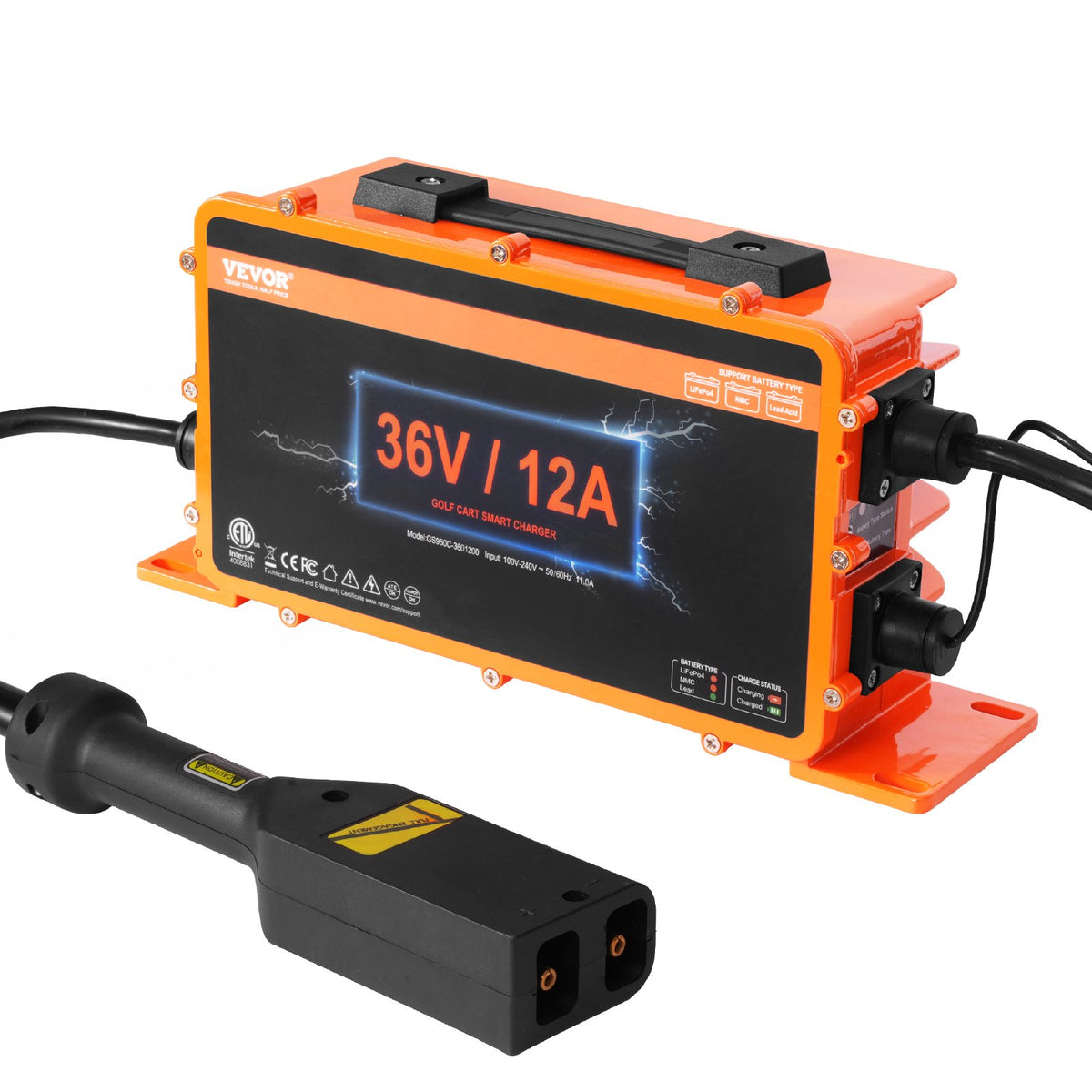 Golf Cart Battery Charger 12AMP Smart DStyle Plug for EZGO TXT LeadAcid LiFePO4