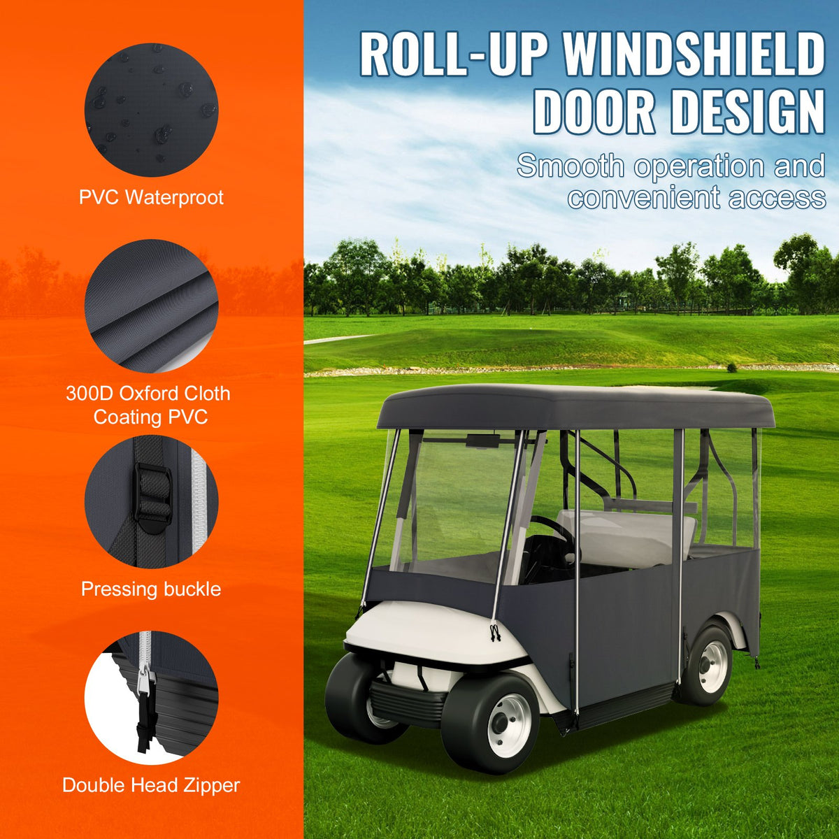 2+2 Passenger Golf Cart Enclosure Universal Sunproof Dustproof Polyester Cover