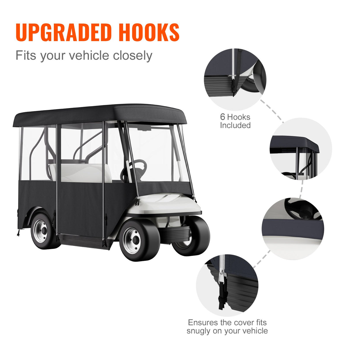 2+2 Passenger Golf Cart Enclosure Universal Sunproof Dustproof Polyester Cover