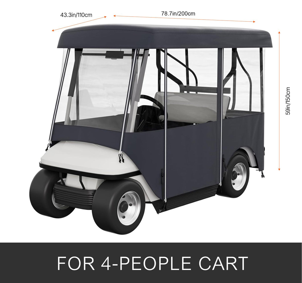 2+2 Passenger Golf Cart Enclosure Universal Sunproof Dustproof Polyester Cover
