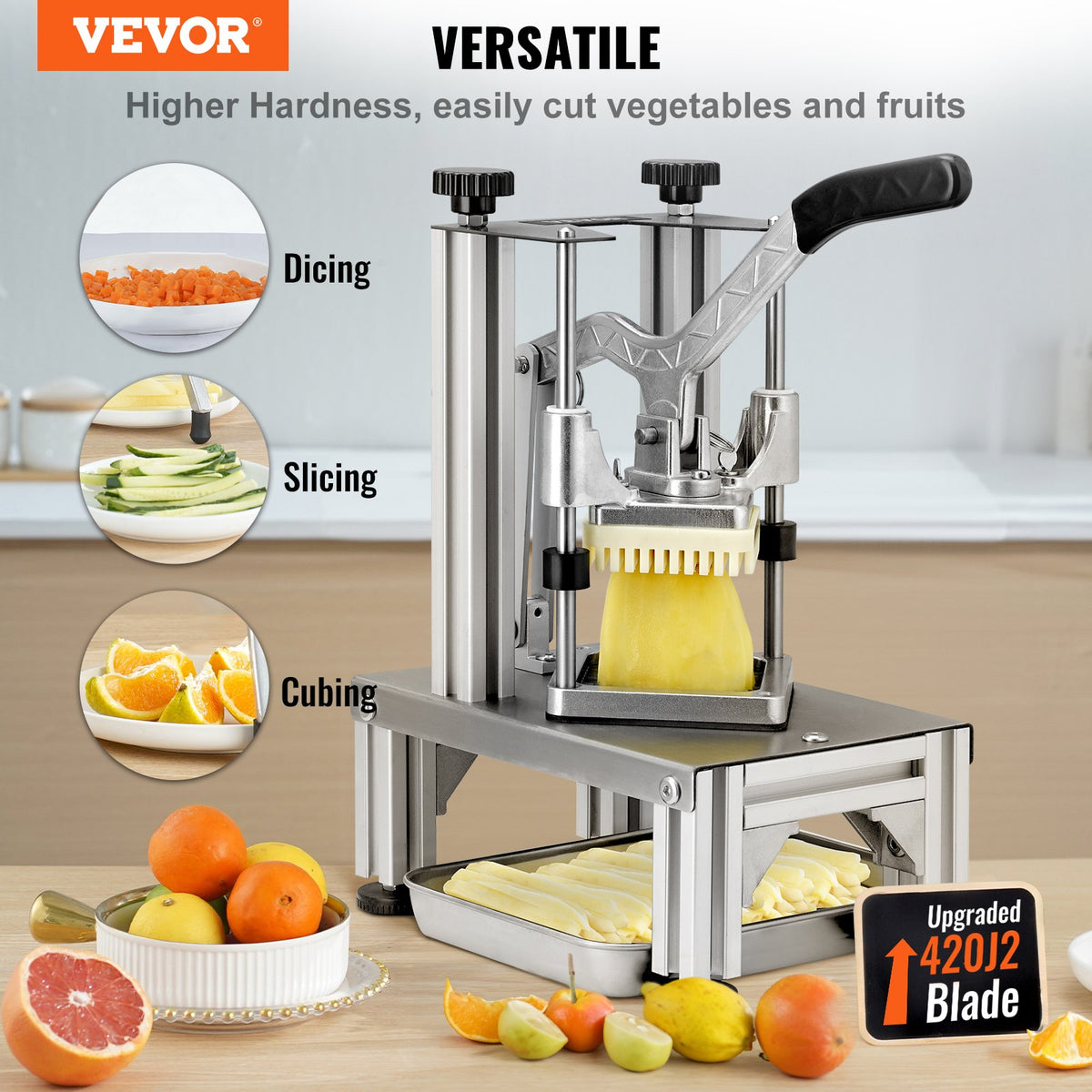Commercial Vegetable Dicer Chopper 4 Blades French Fry Cutter for Kitchen Use