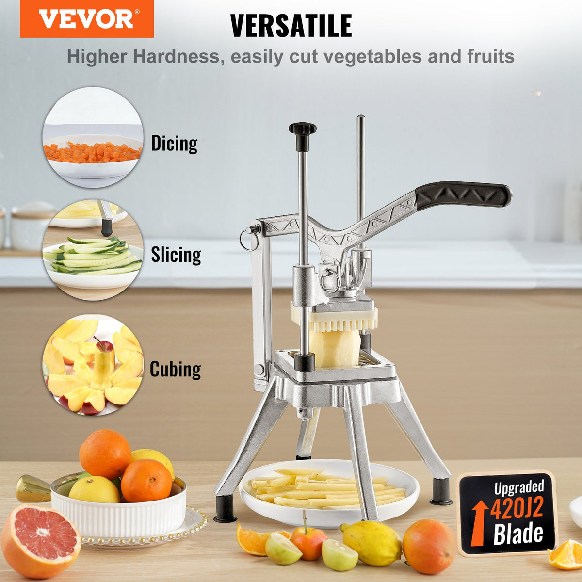 Commercial Chopper Vegetable Chopper with 4 Blades Fruits Dicer
