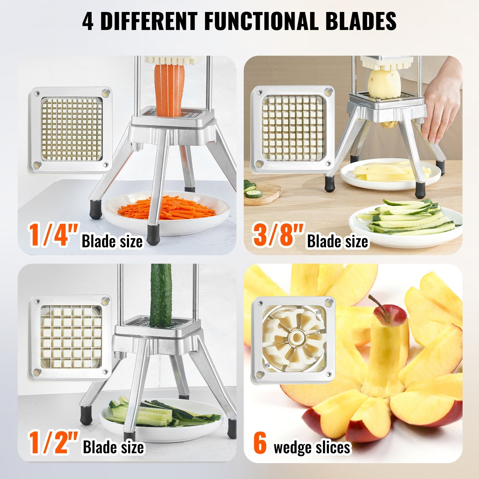 Commercial Chopper Vegetable Chopper with 4 Blades Fruits Dicer