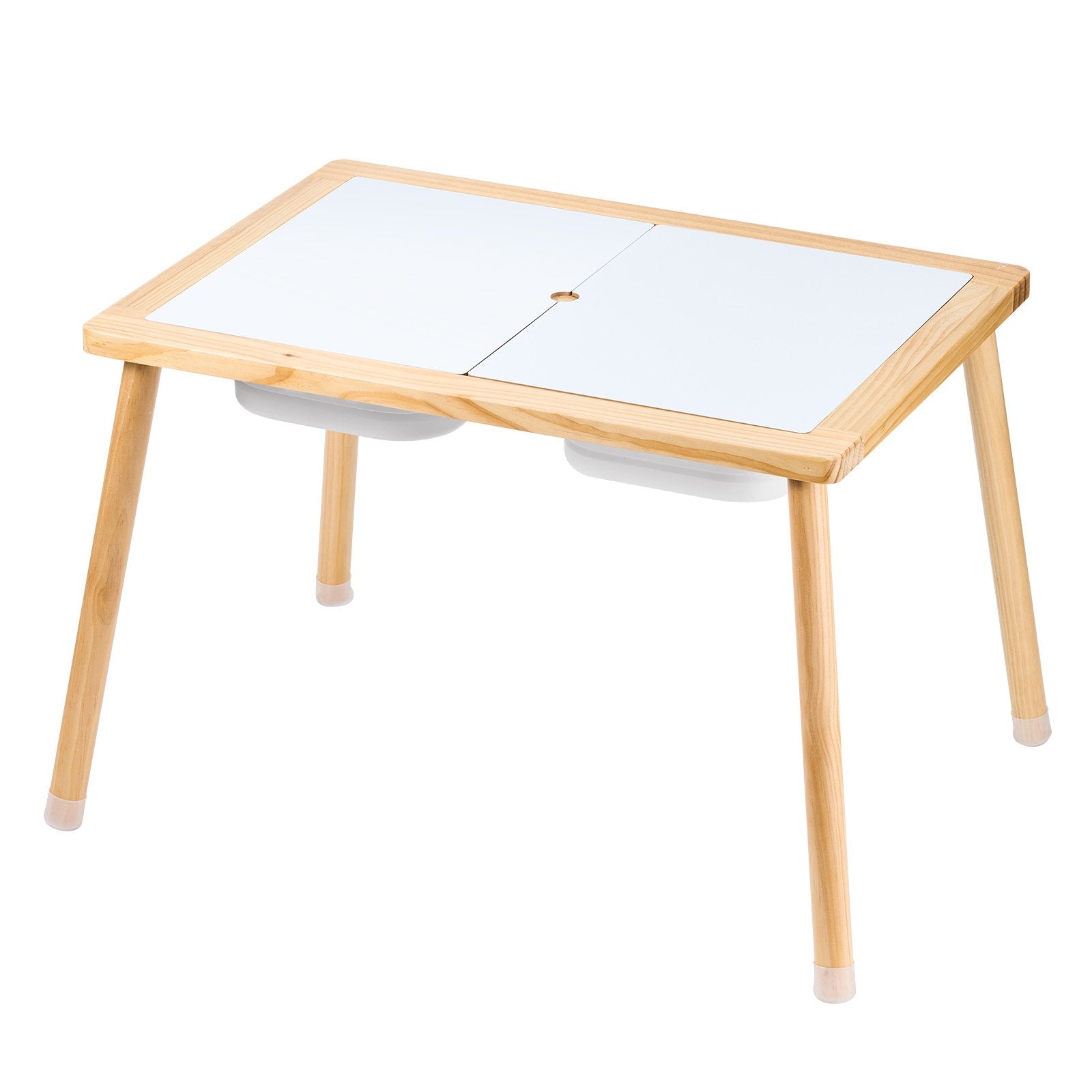 Wooden Sensory Table with Double-Sided Board and 3 Foldable Storage Bins