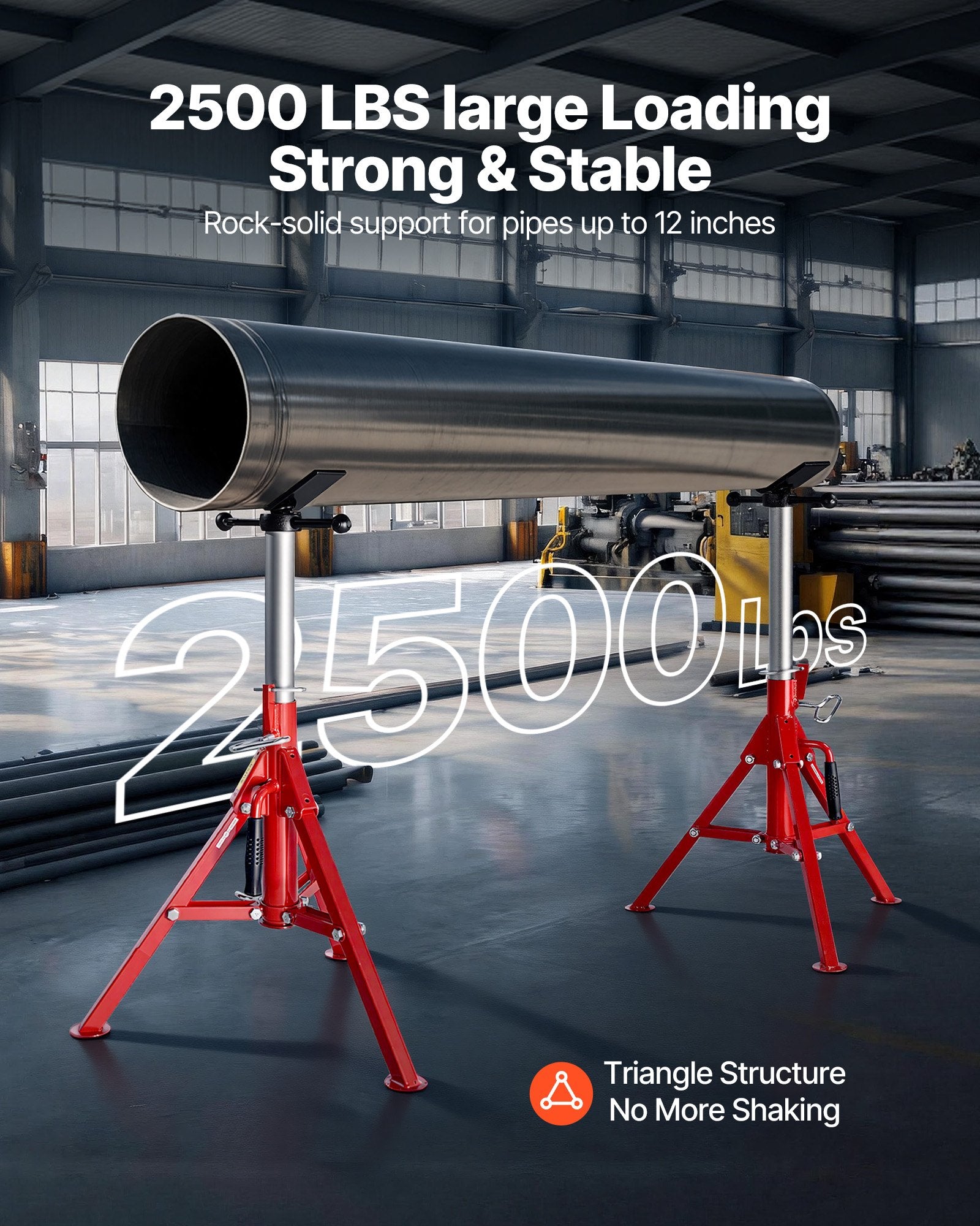 V Head Pipe Stand 0.32-30.48cm Adjustable Folding Pipe Jack 1134kg Load