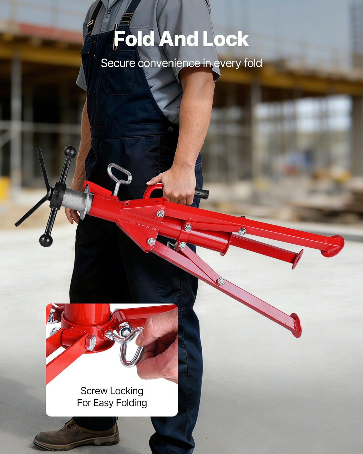 V Head Pipe Stand 0.32-30.48cm Adjustable Folding Pipe Jack 1134kg Load