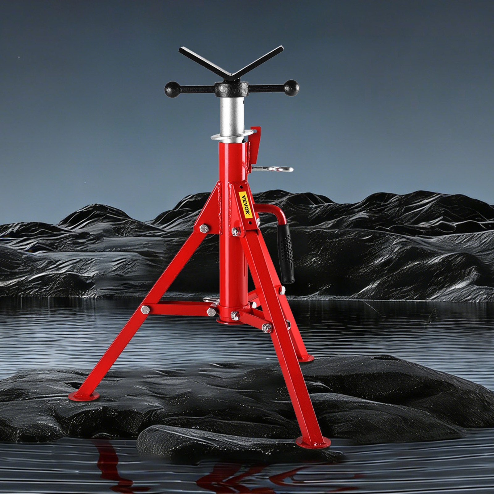 V Head Pipe Stand 0.32-30.48cm Adjustable Folding Pipe Jack 1134kg Load