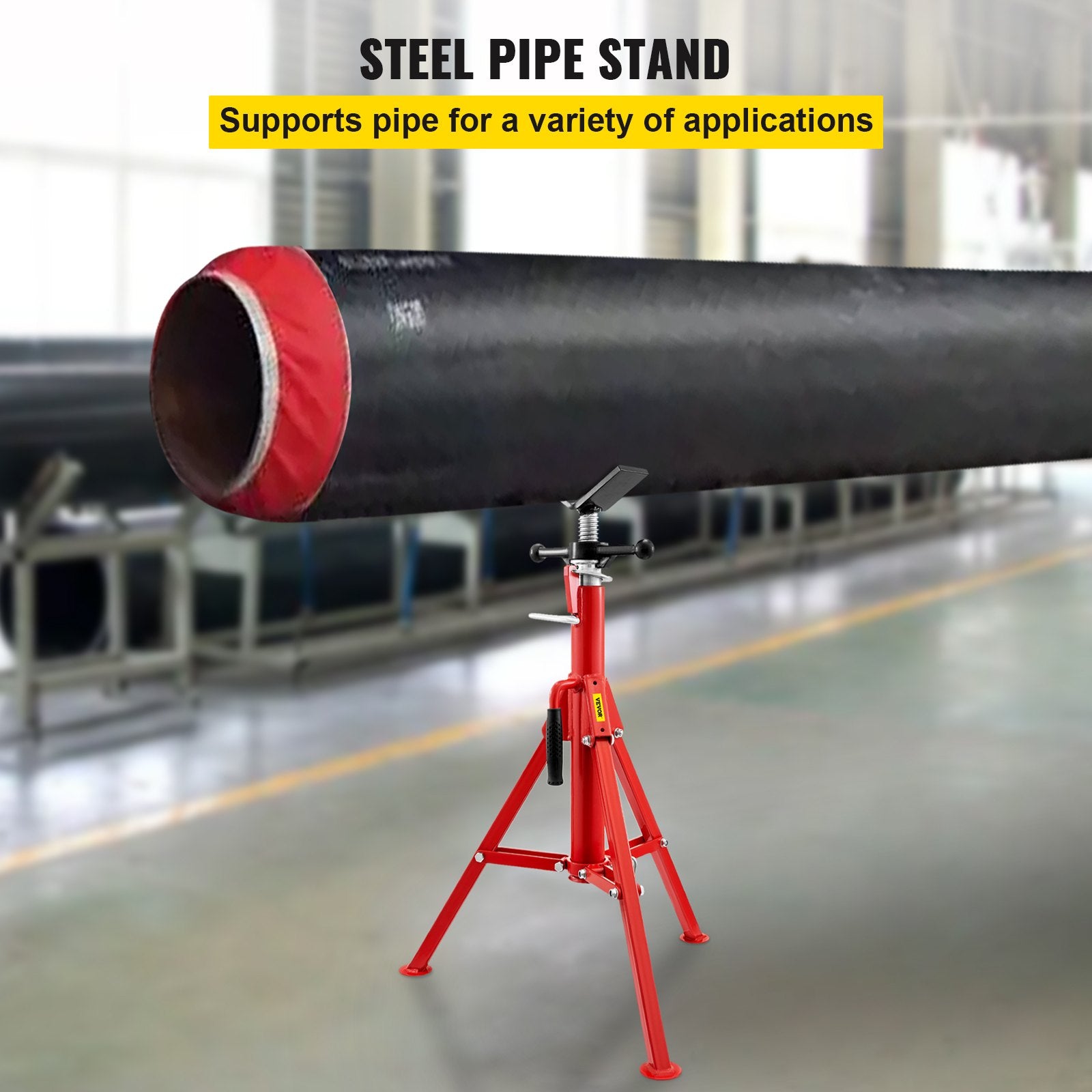 Pipe Jack Stand V-Head Foldable Legs Max Height 52in 2500LB