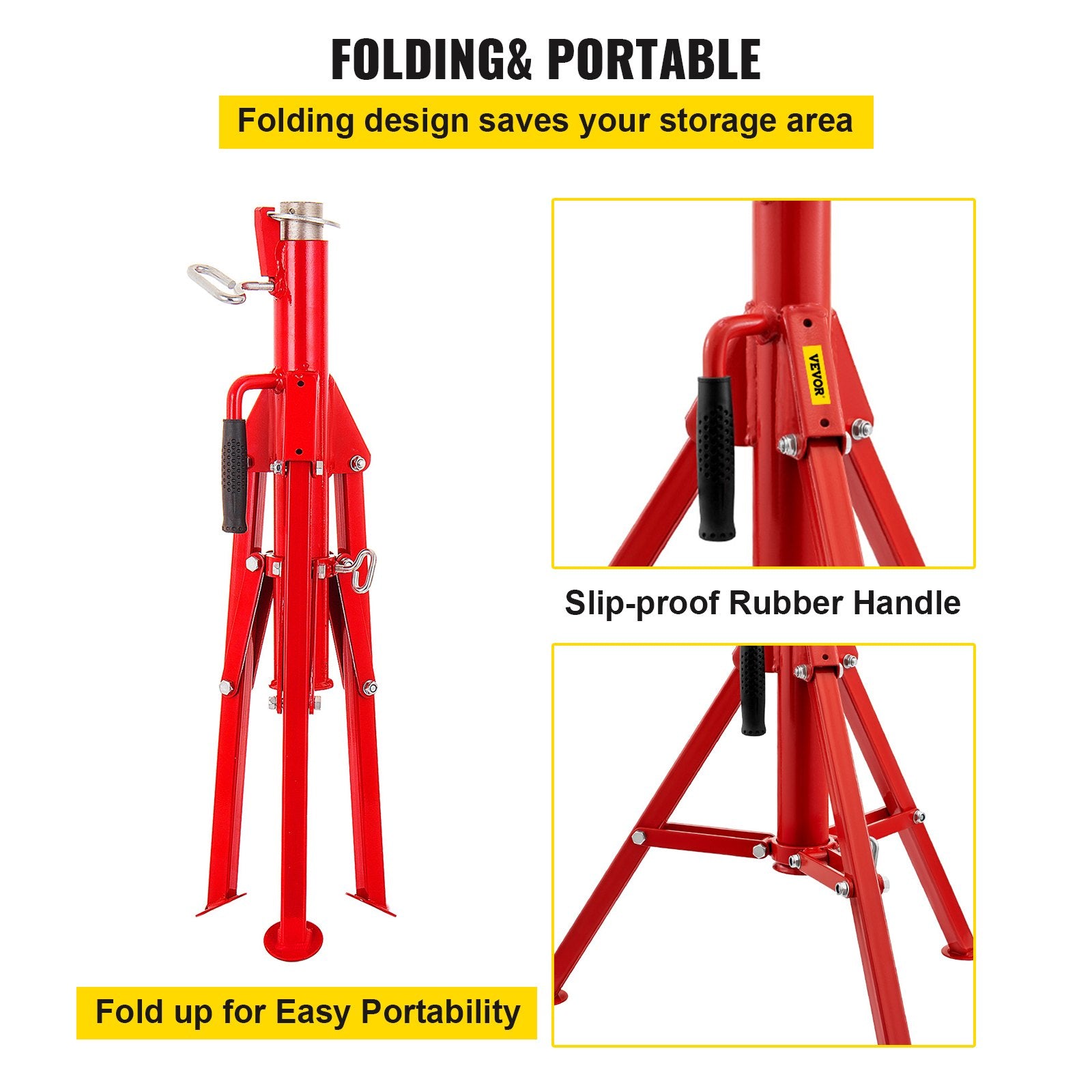 Pipe Jack Stand V-Head Foldable Legs Max Height 52in 2500LB