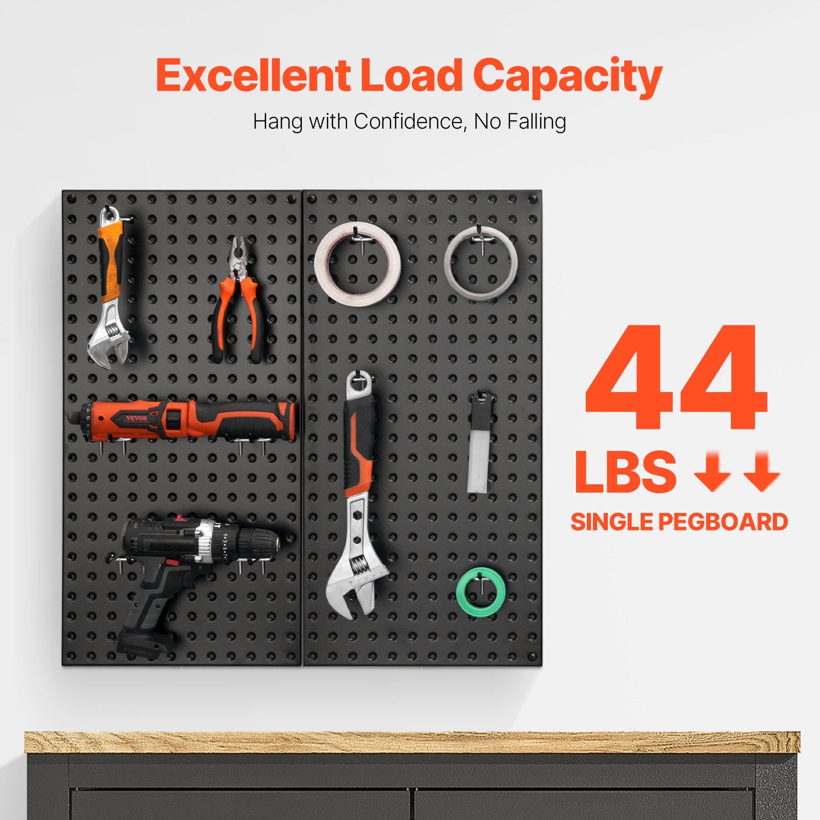 Metal Pegboard Panels 609.6x304.8mm, 2 Pc Heavy Duty Wall Organizer, Black
