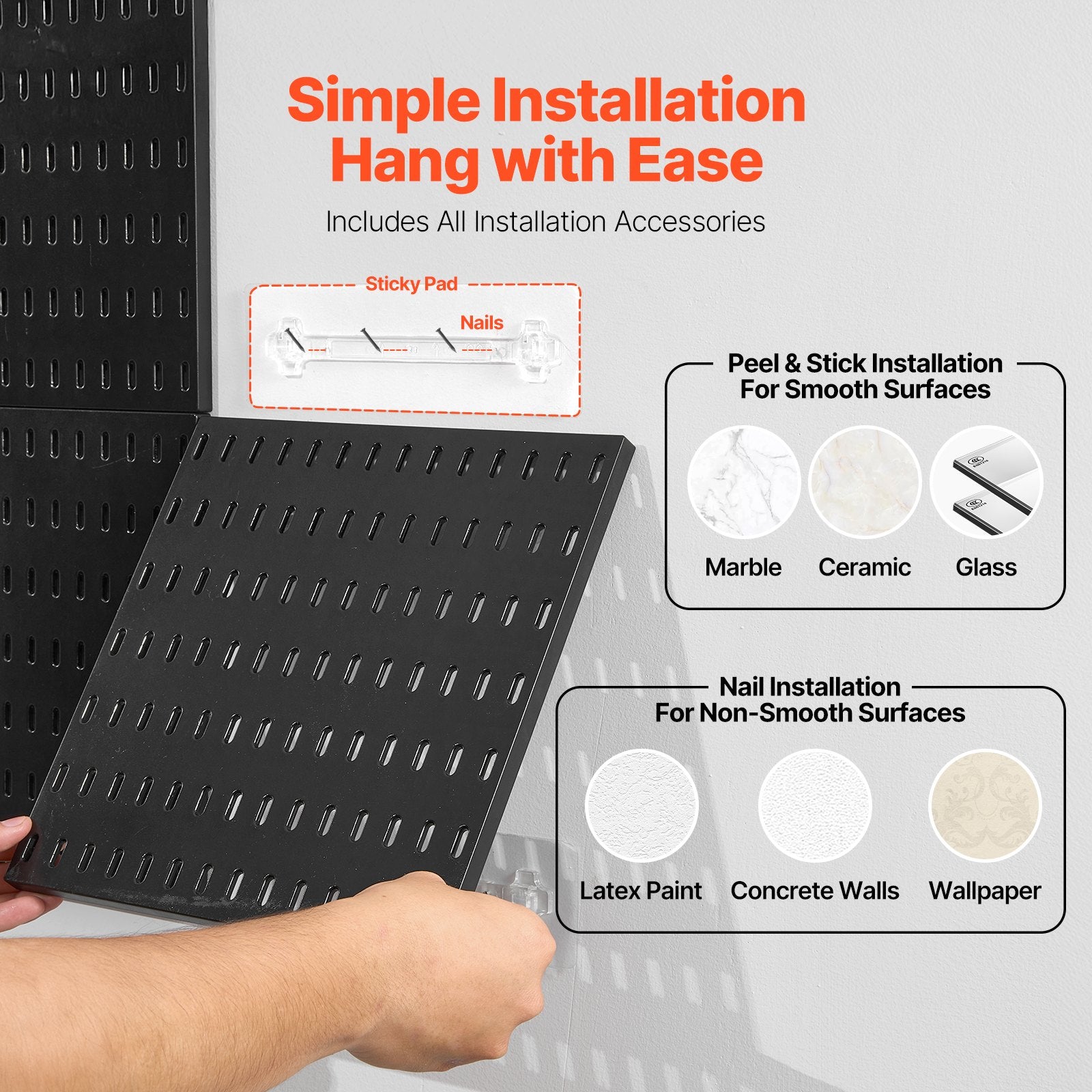 Pegboard Combination Kit 280x280mm 4-Panel Wall Organizer with Accessories Black
