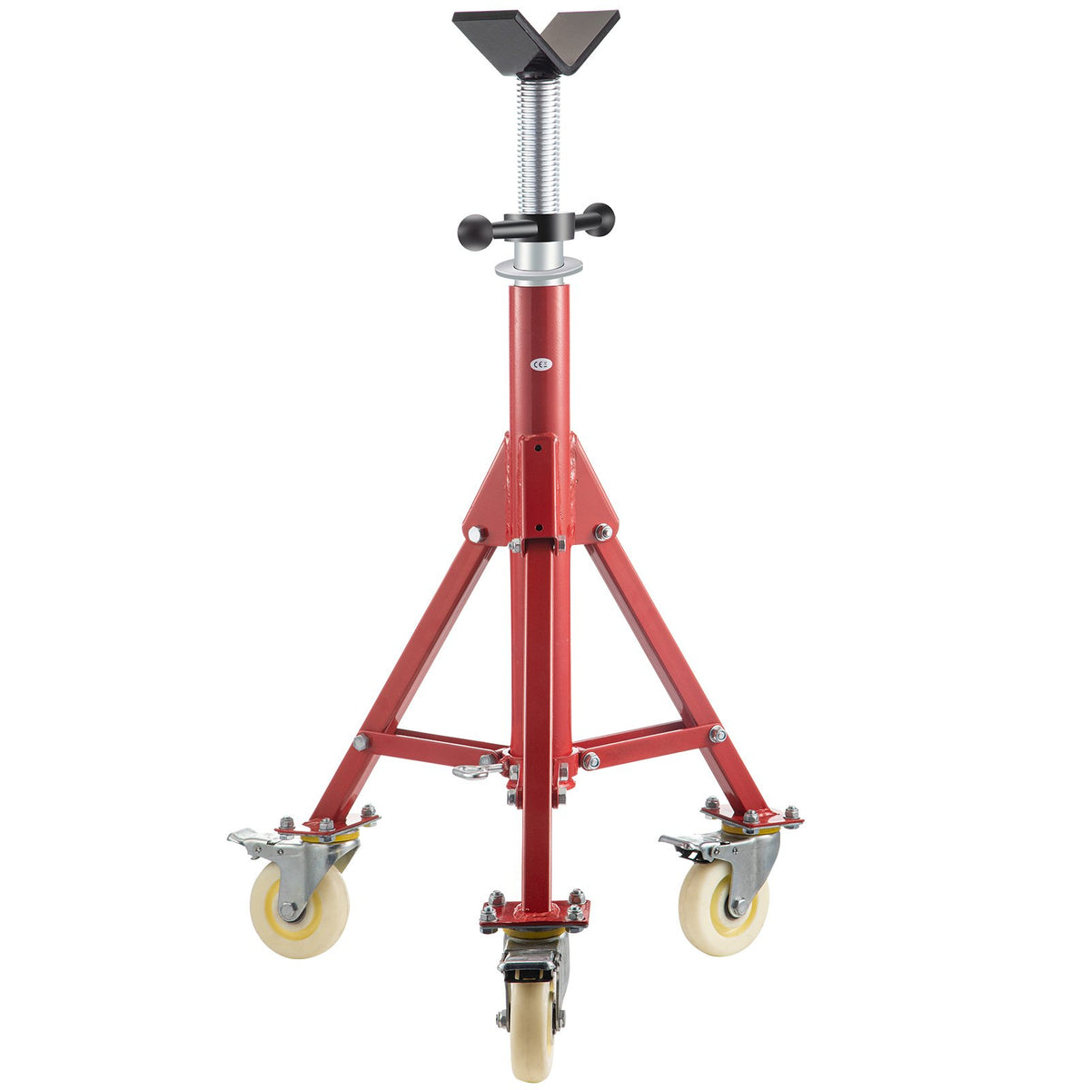 Pipe Stand V Head Adjustable 28-52in 2500LBS with Casters 1/8 to 12in Pipe