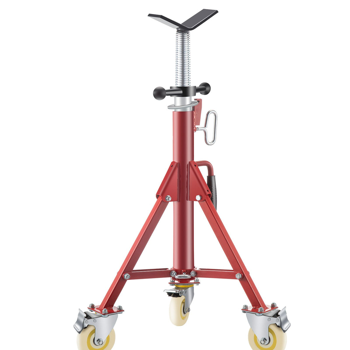 Pipe Stand V Head Adjustable 28-52in 2500LBS with Casters 1/8 to 12in Pipe