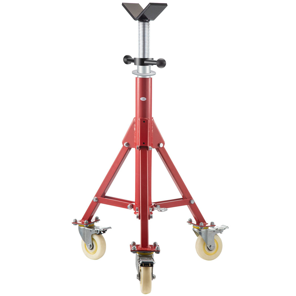 Pipe Stand V Head Adjustable 28-52in 2500LBS with Casters 1/8 to 12in Pipe