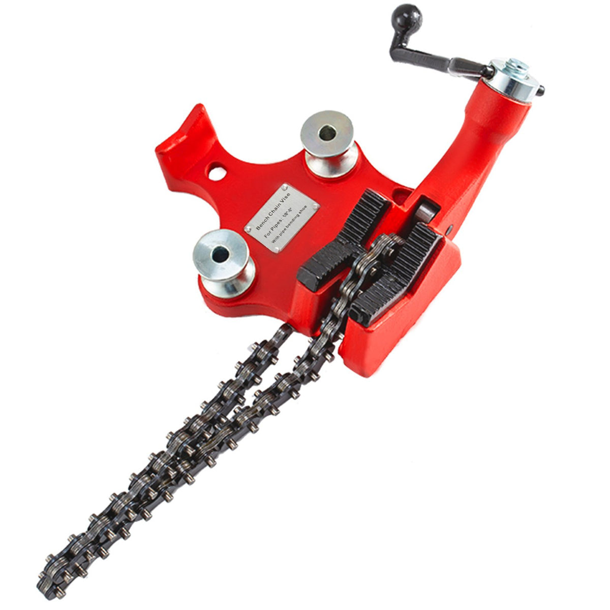 Bench Chain Vise Screw 1/8-5 Inch Pipe Heavy Duty Cast Iron with Crank Handle