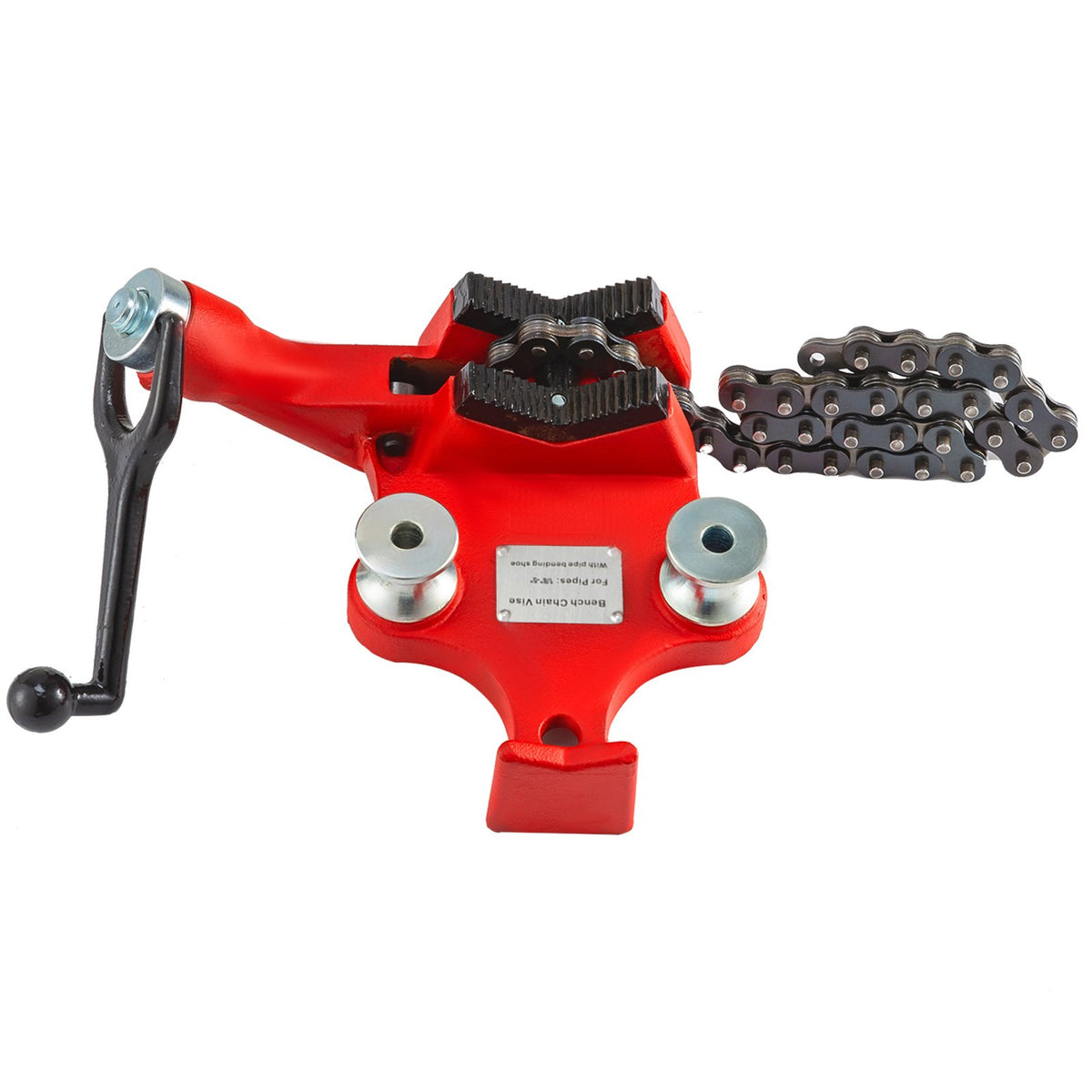 Bench Chain Vise Screw 1/8-5 Inch Pipe Heavy Duty Cast Iron with Crank Handle