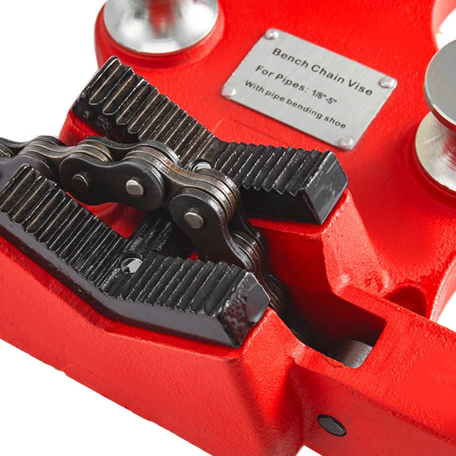 Bench Chain Vise Screw 1/8-5 Inch Pipe Heavy Duty Cast Iron with Crank Handle