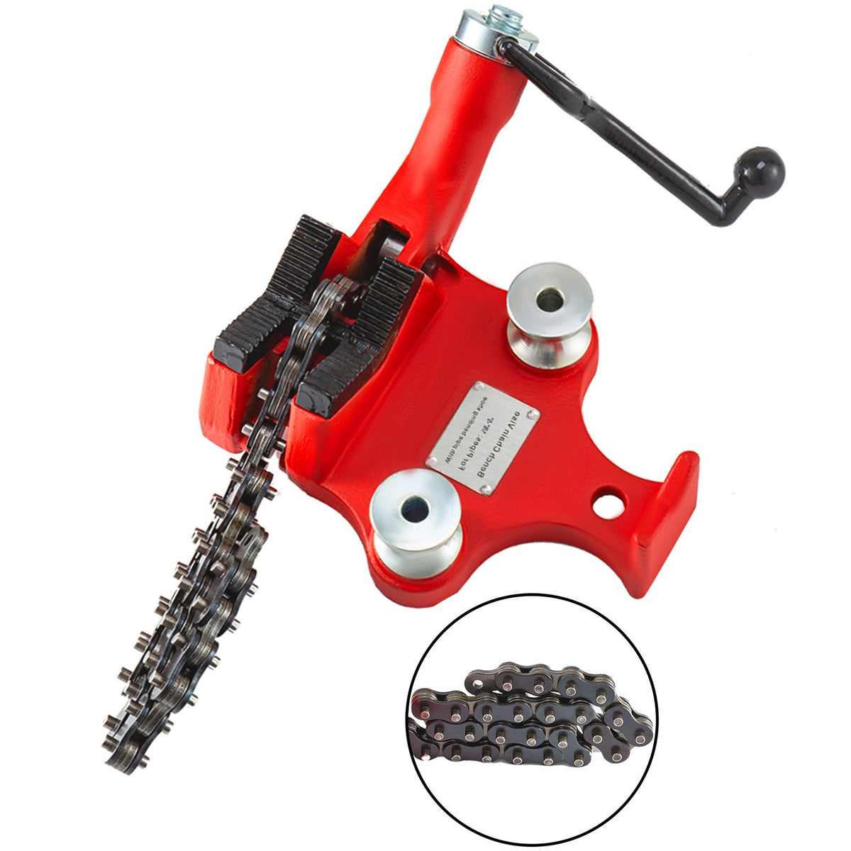 Bench Chain Vise Screw 1/8-5 Inch Pipe Heavy Duty Cast Iron with Crank Handle