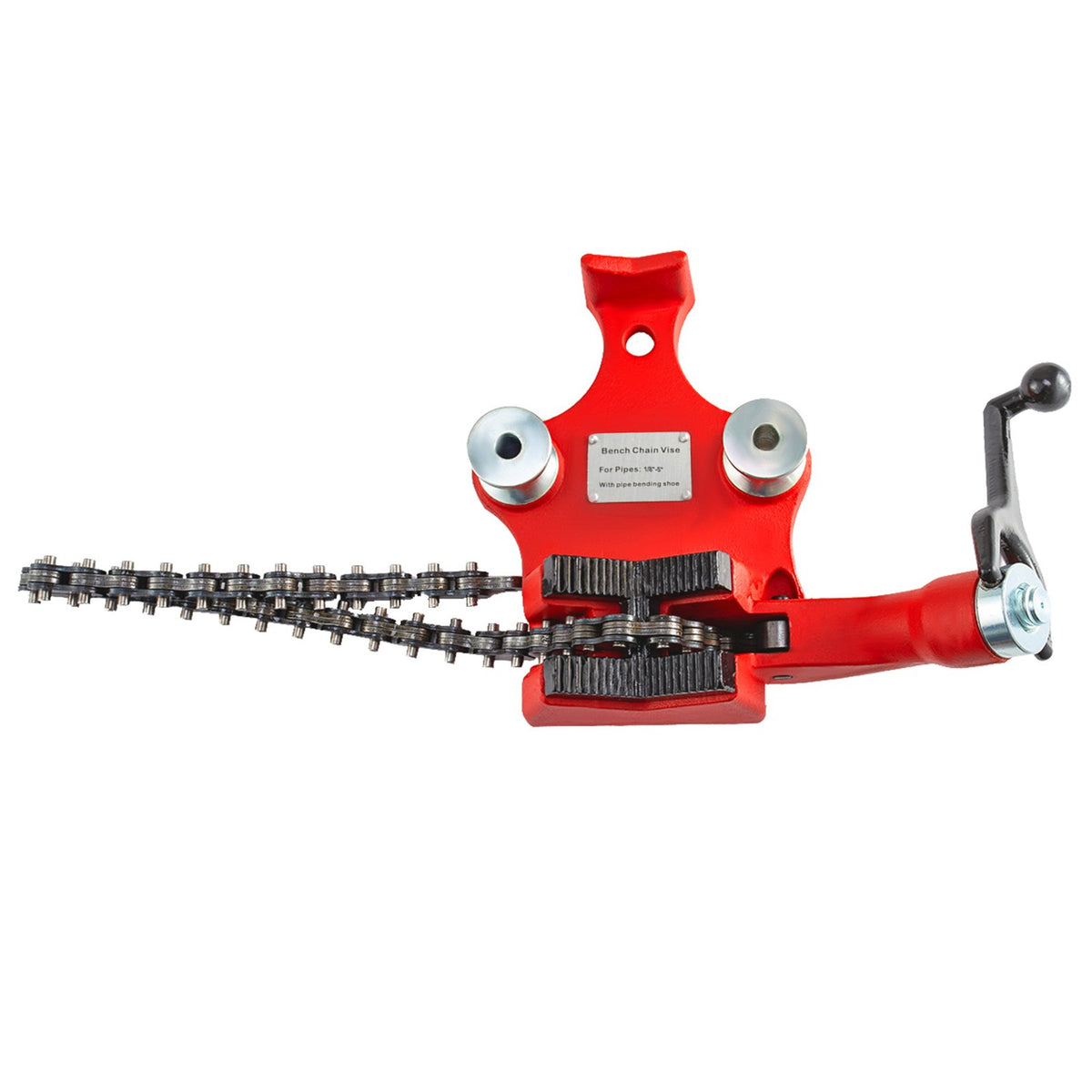 Bench Chain Vise Screw 1/8-5 Inch Pipe Heavy Duty Cast Iron with Crank Handle