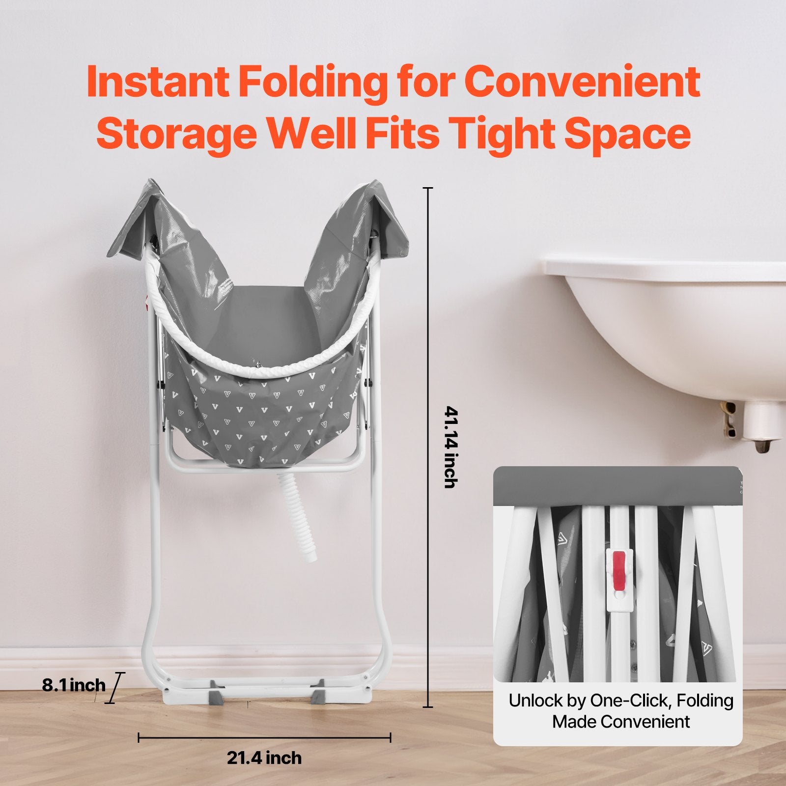 Portable Dog Bathtub Foldable Elevated Pet Shower Tub with Drainage Grey