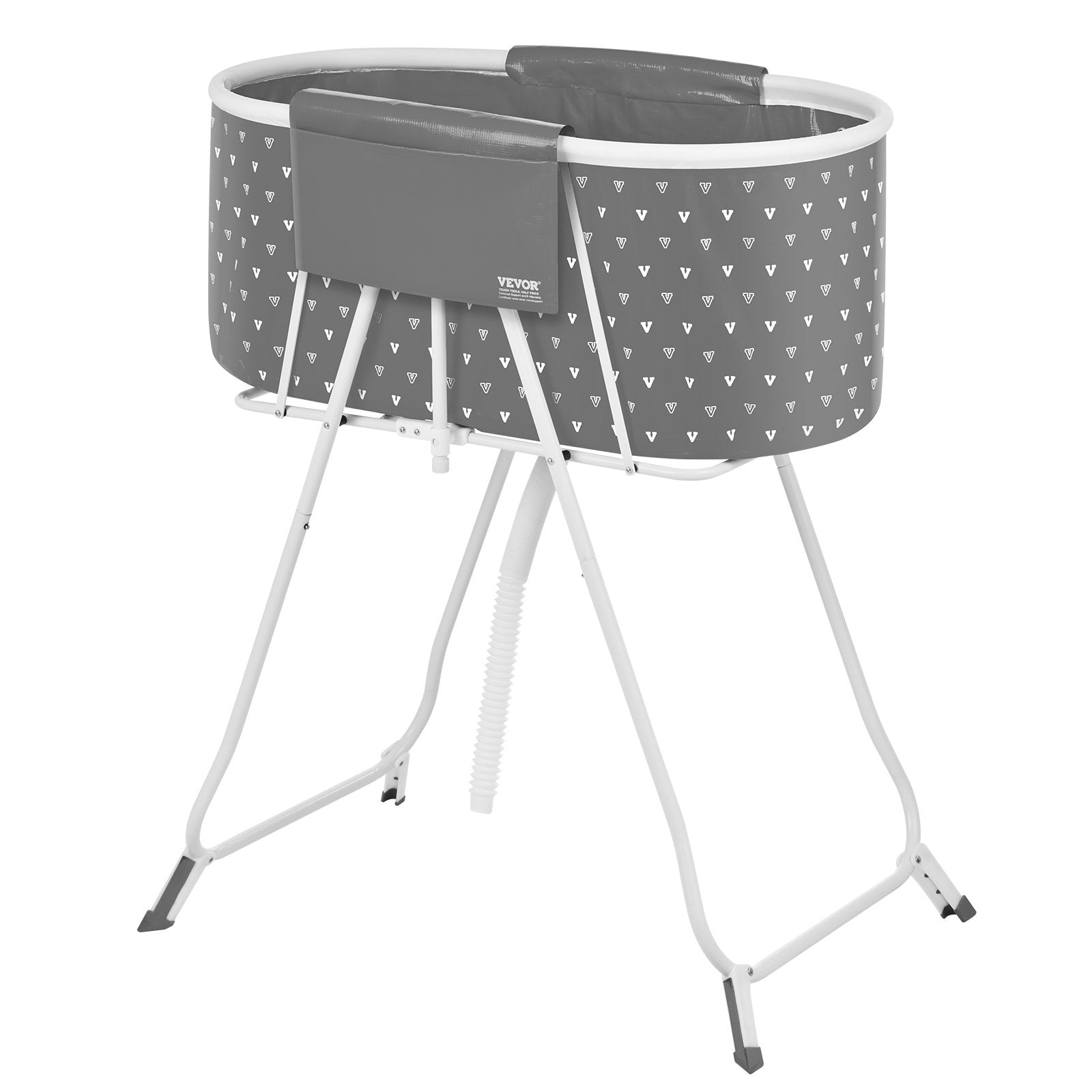 Portable Dog Bathtub Foldable Elevated Pet Shower Tub with Drainage Grey