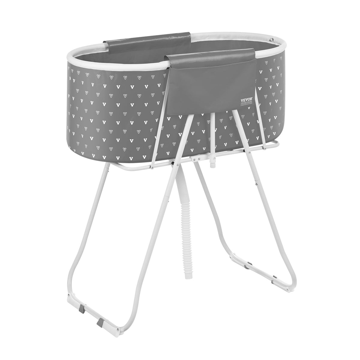 Portable Dog Bathtub Foldable Elevated Pet Shower Tub with Drainage Grey