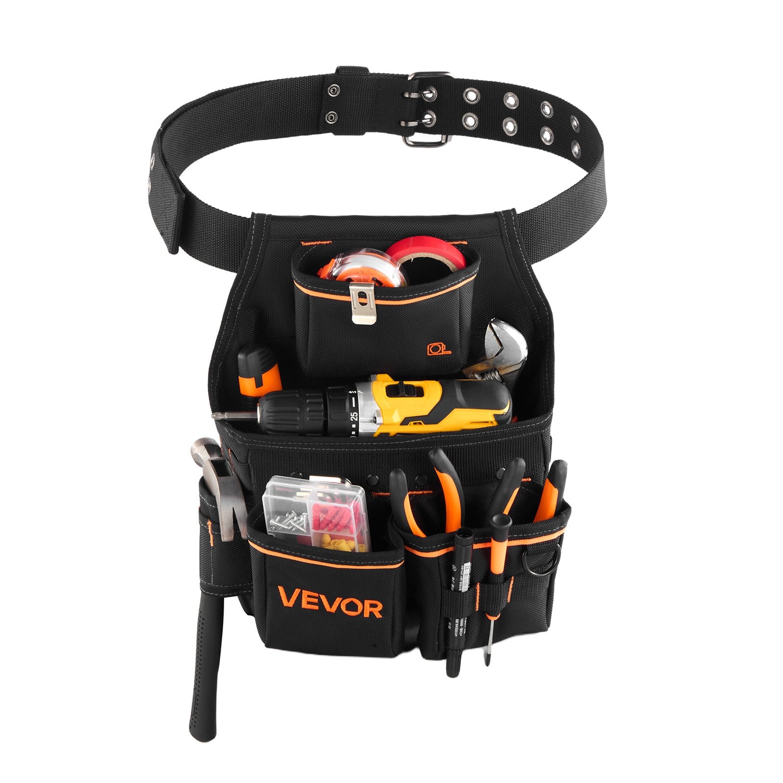 Tool Pouch Belt 14 Pockets Heavy Duty Adjustable Utility Bag 83-127cm Carpenter