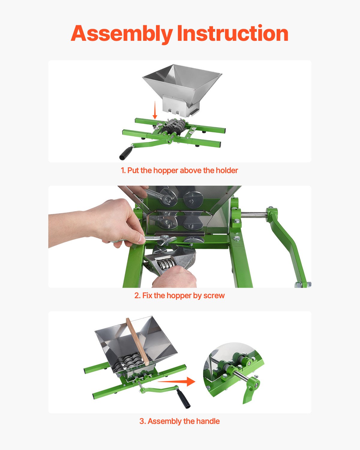 7L Fruit and Apple Crusher Manual Stainless Steel Grinder for Kitchen