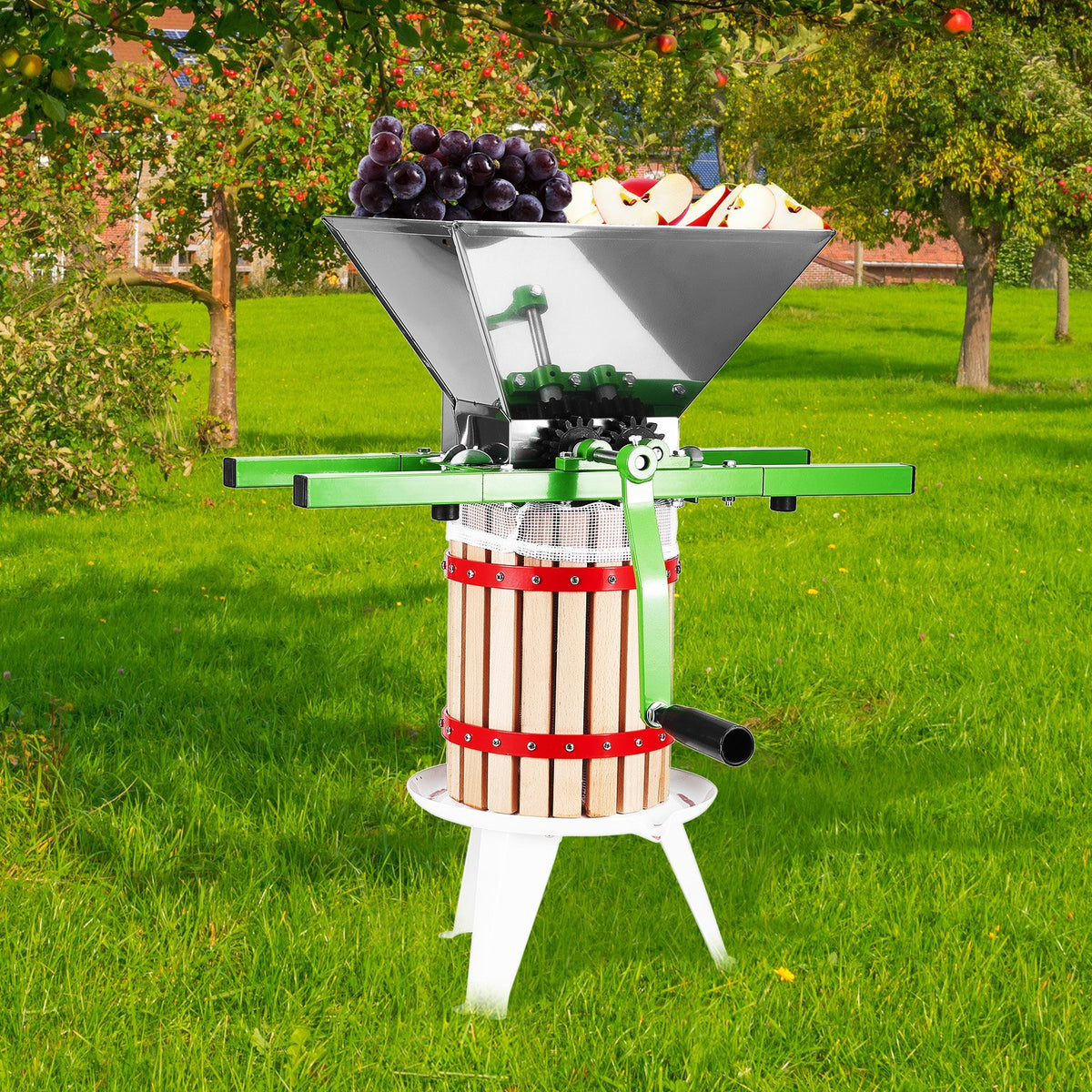 7L Fruit and Apple Crusher Manual Stainless Steel Grinder for Kitchen