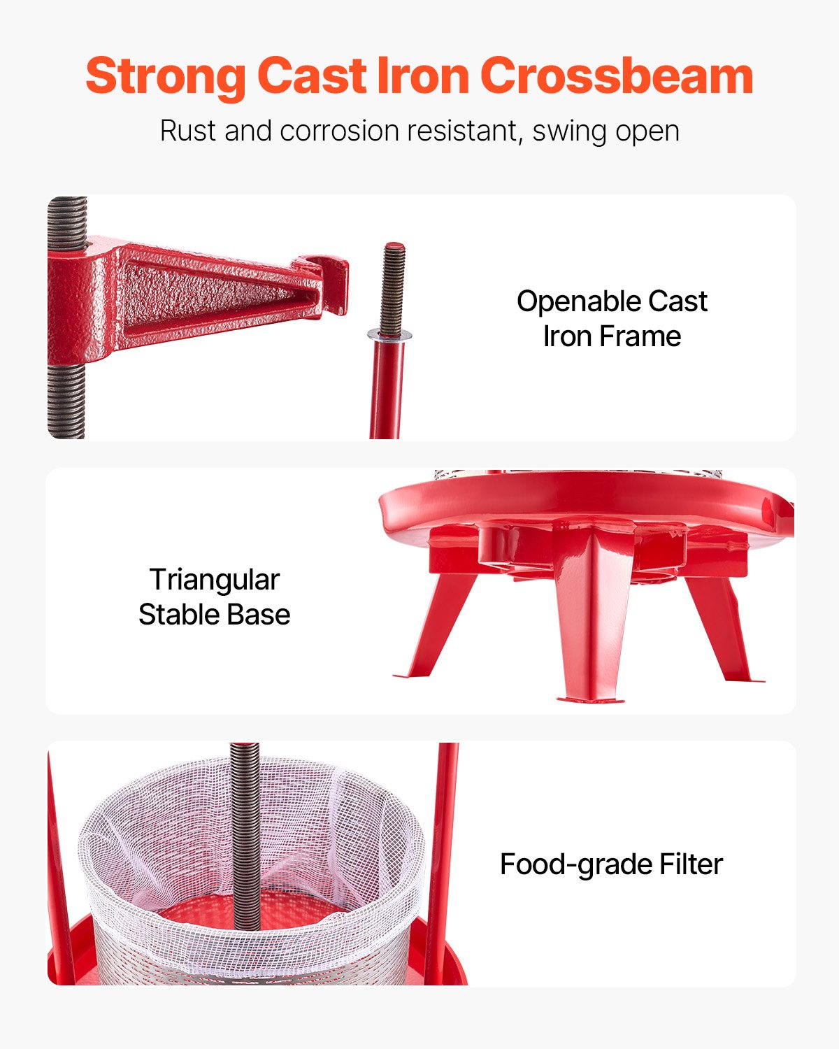 Fruit Wine Press 2.38 Gal 9L Stainless Steel Basket Manual Juice Cider Apple