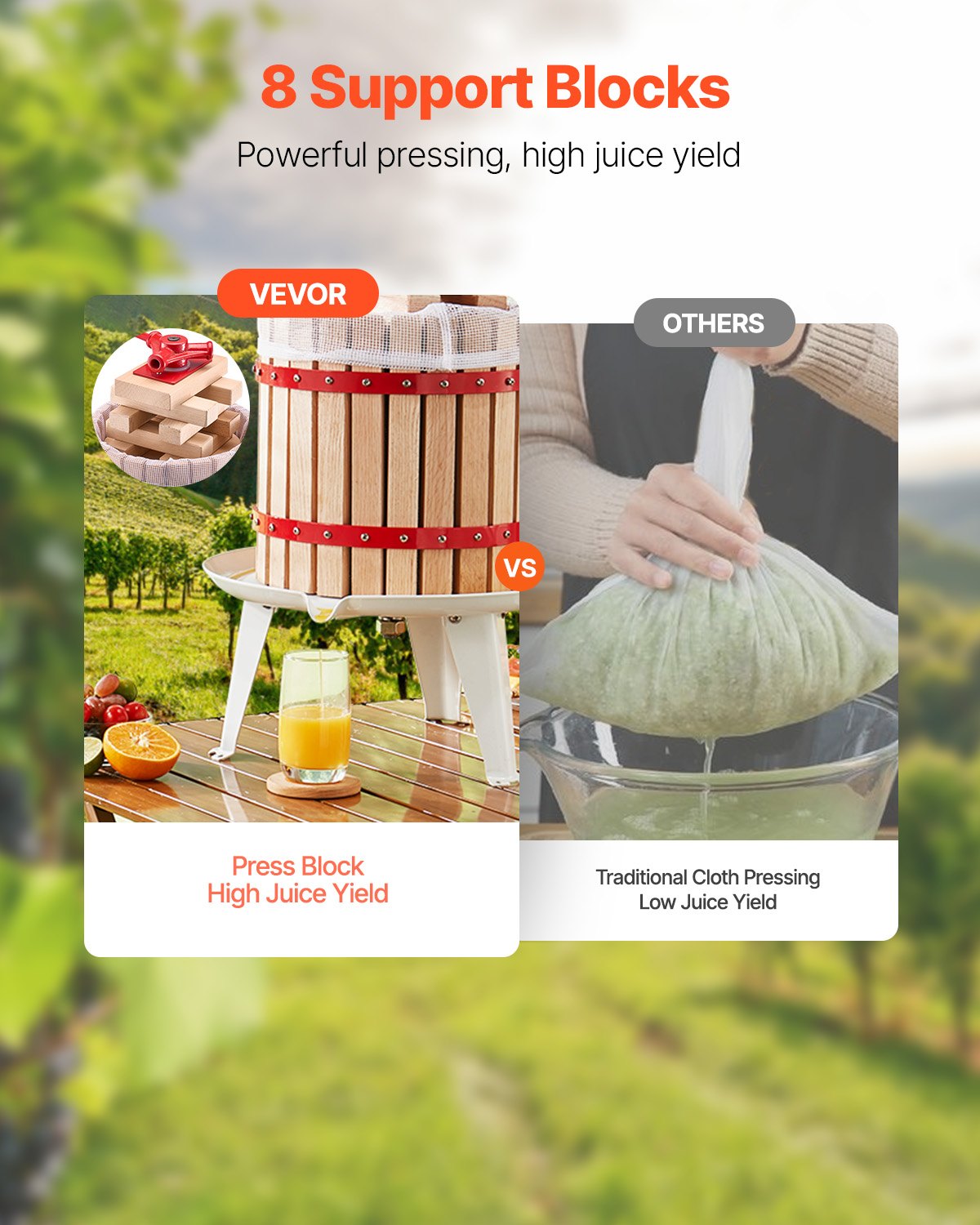 12L Fruit Wine Press Manual Solid Wood Juice Maker for Kitchen