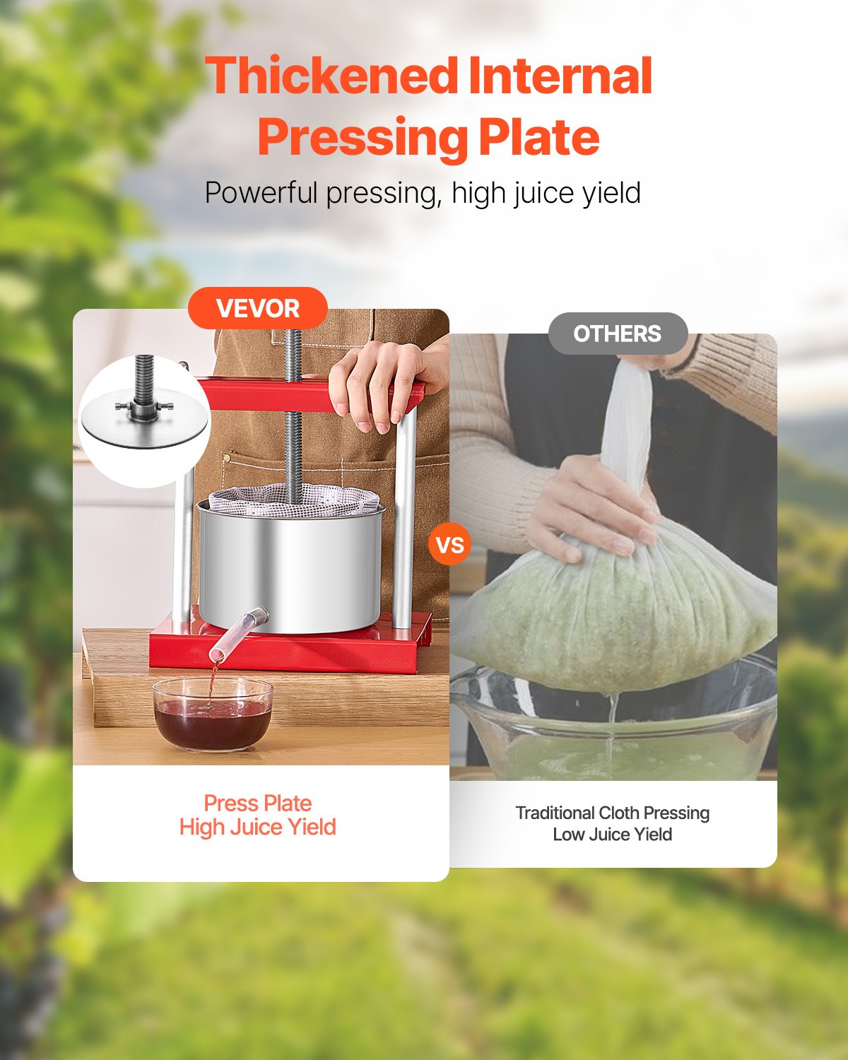 Fruit Wine Press Stainless Steel Manual Juice Cider Apple Grape T-Handle 3L