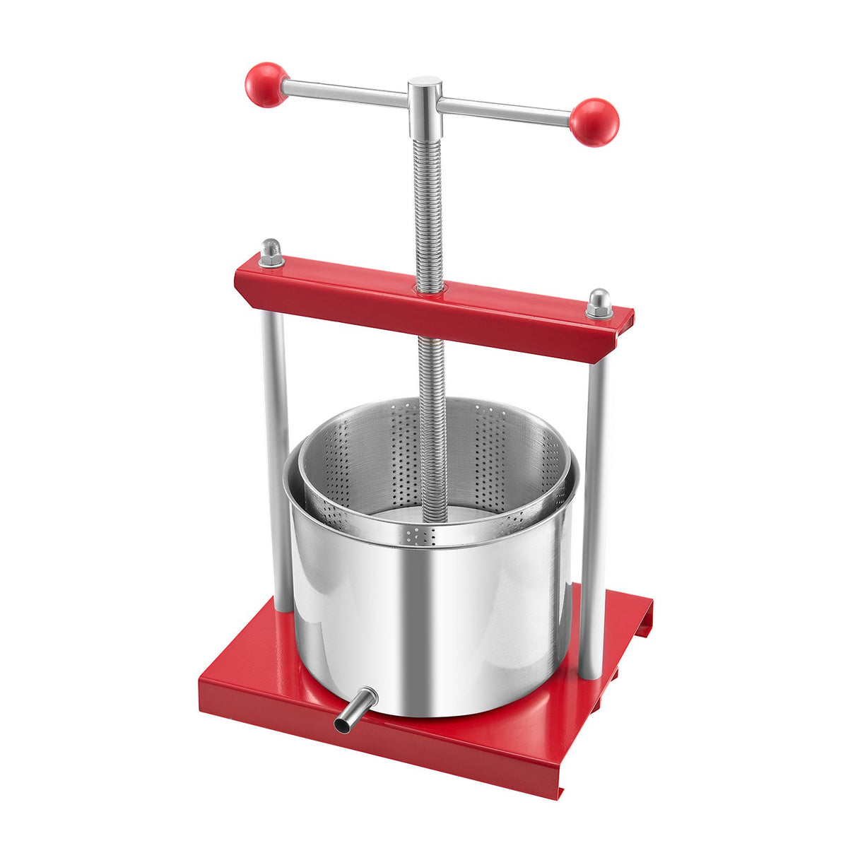 Fruit Wine Press Stainless Steel 6L 1.6 Gal Manual Juice Maker T-Handle