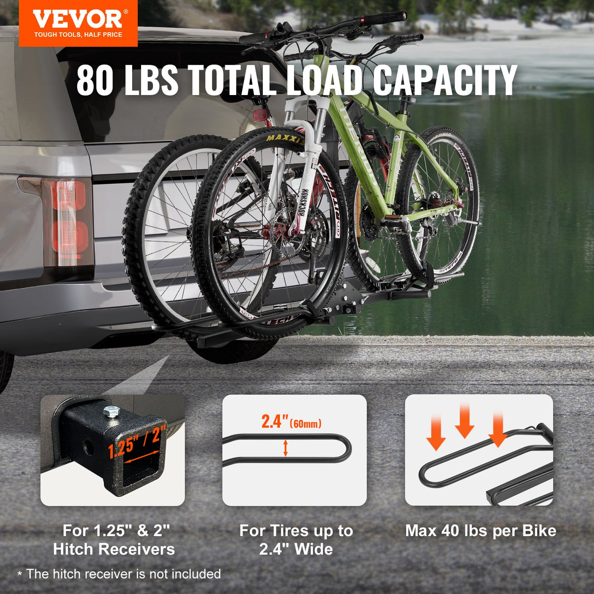 2-Bike Rack Hitch Mount Folding Carrier Car Truck SUV 1.25