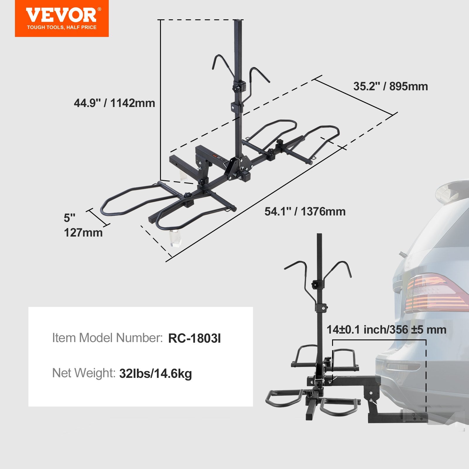 2-Bike Rack Hitch Mount 160lbs Folding Carrier for Car Truck SUV
