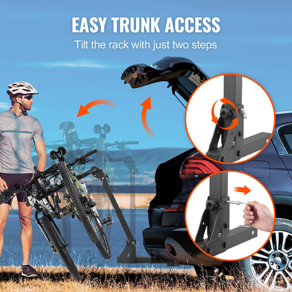 4 Bike Rack Hitch Mount Folding Swing Down Bicycle Carrier Car Truck SUV