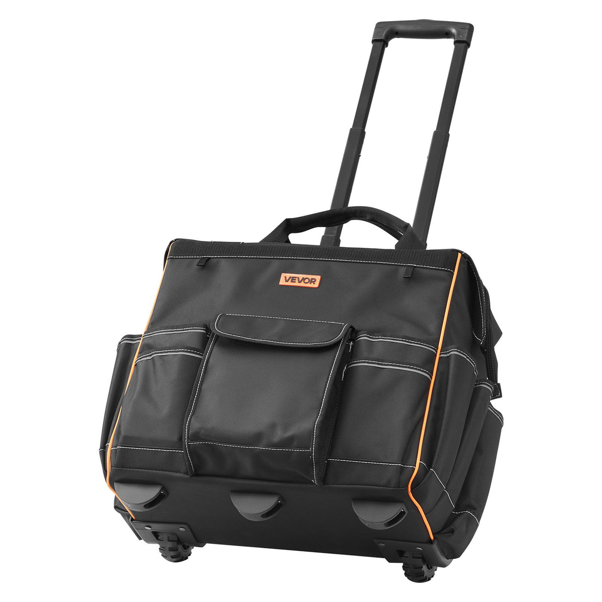Rolling Tool Bag 110lbs 25 Pockets Heavy Duty Telescoping Handle Wheels Stable