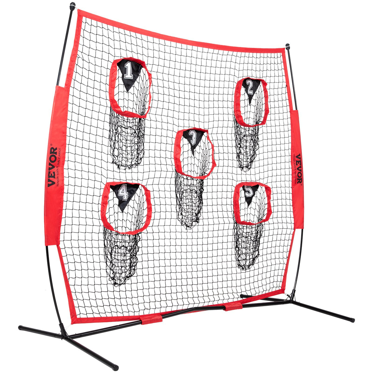 8 x 8 ft Football Trainer Throwing Net with 5 Target Pockets