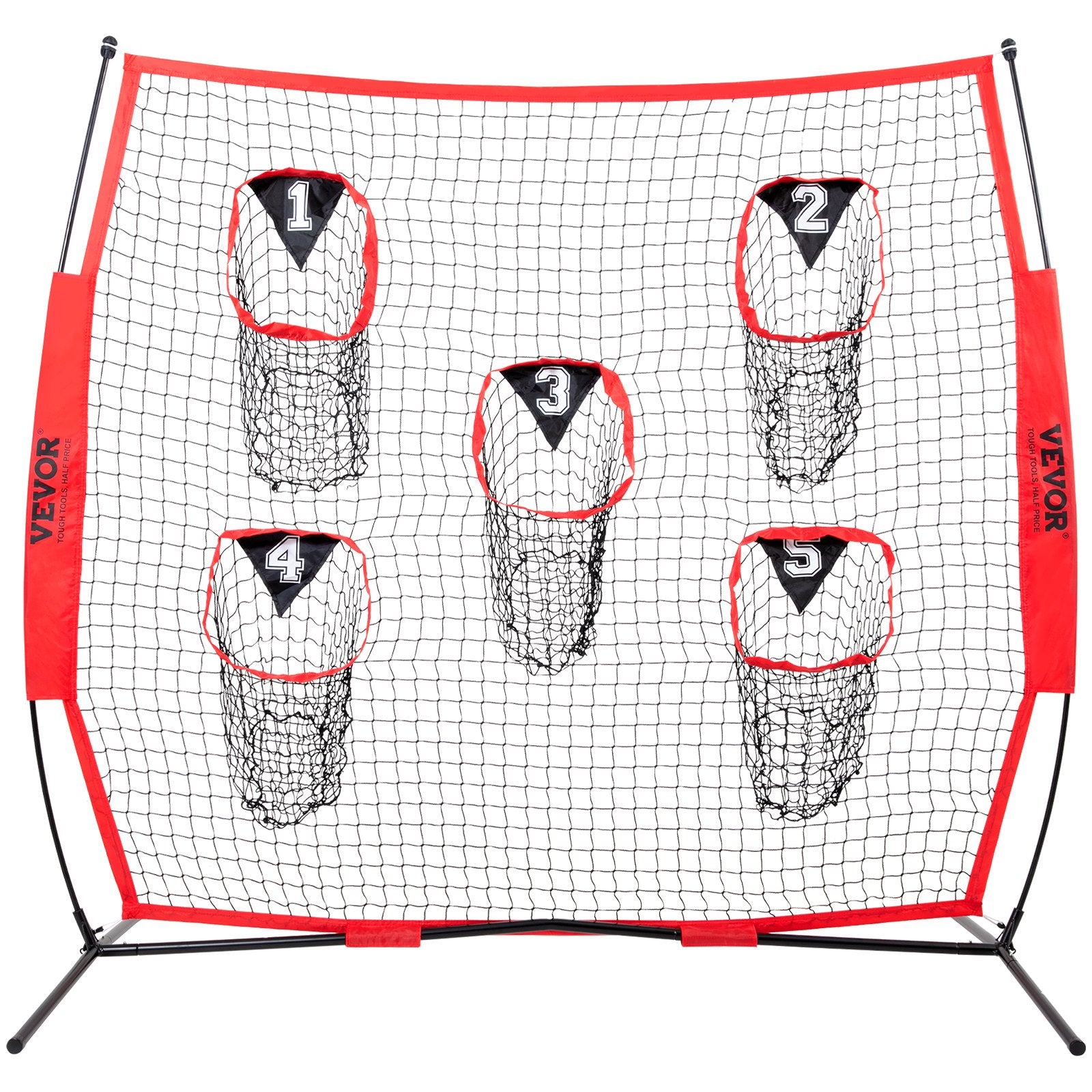 8 x 8 ft Football Trainer Throwing Net with 5 Target Pockets