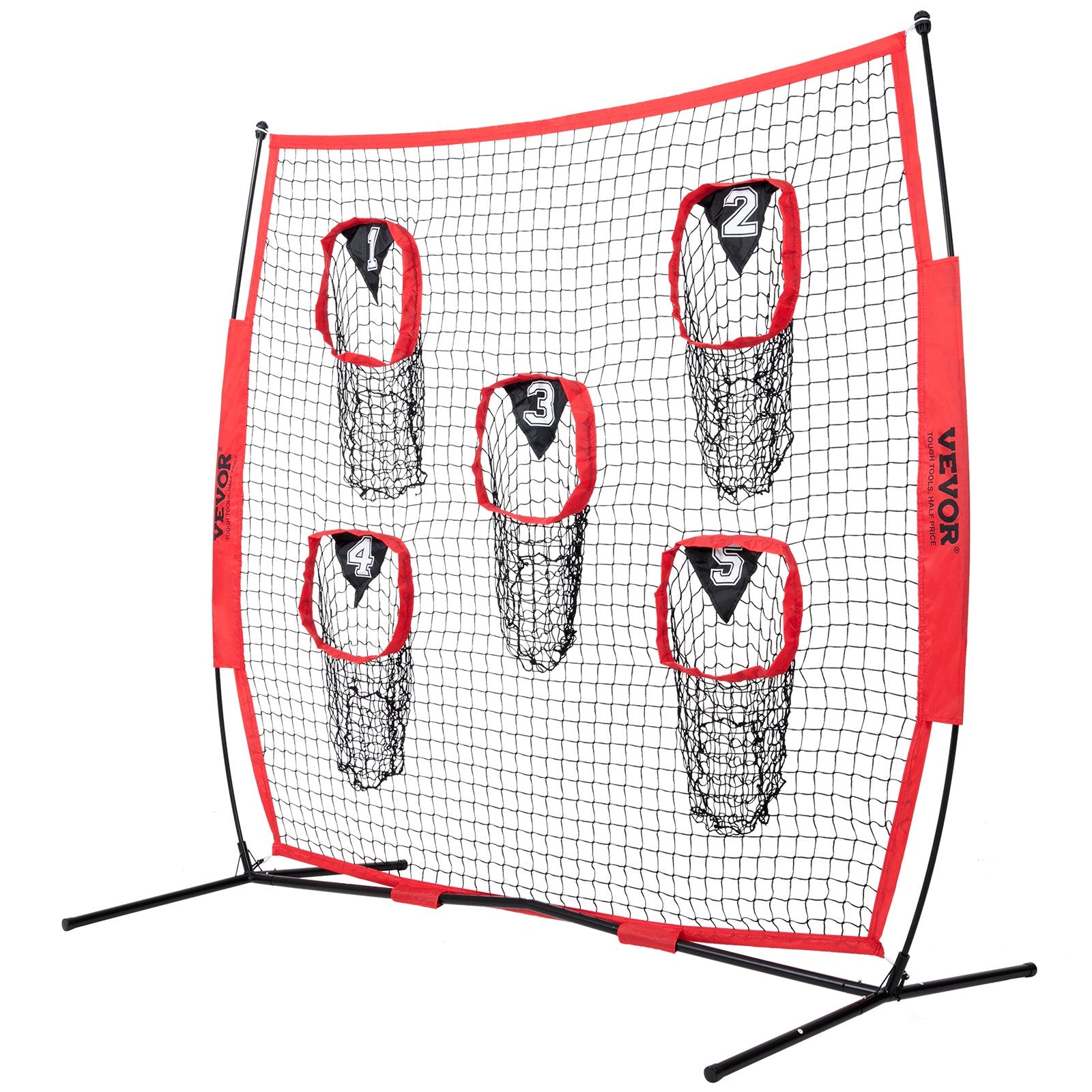 8 x 8 ft Football Trainer Throwing Net with 5 Target Pockets