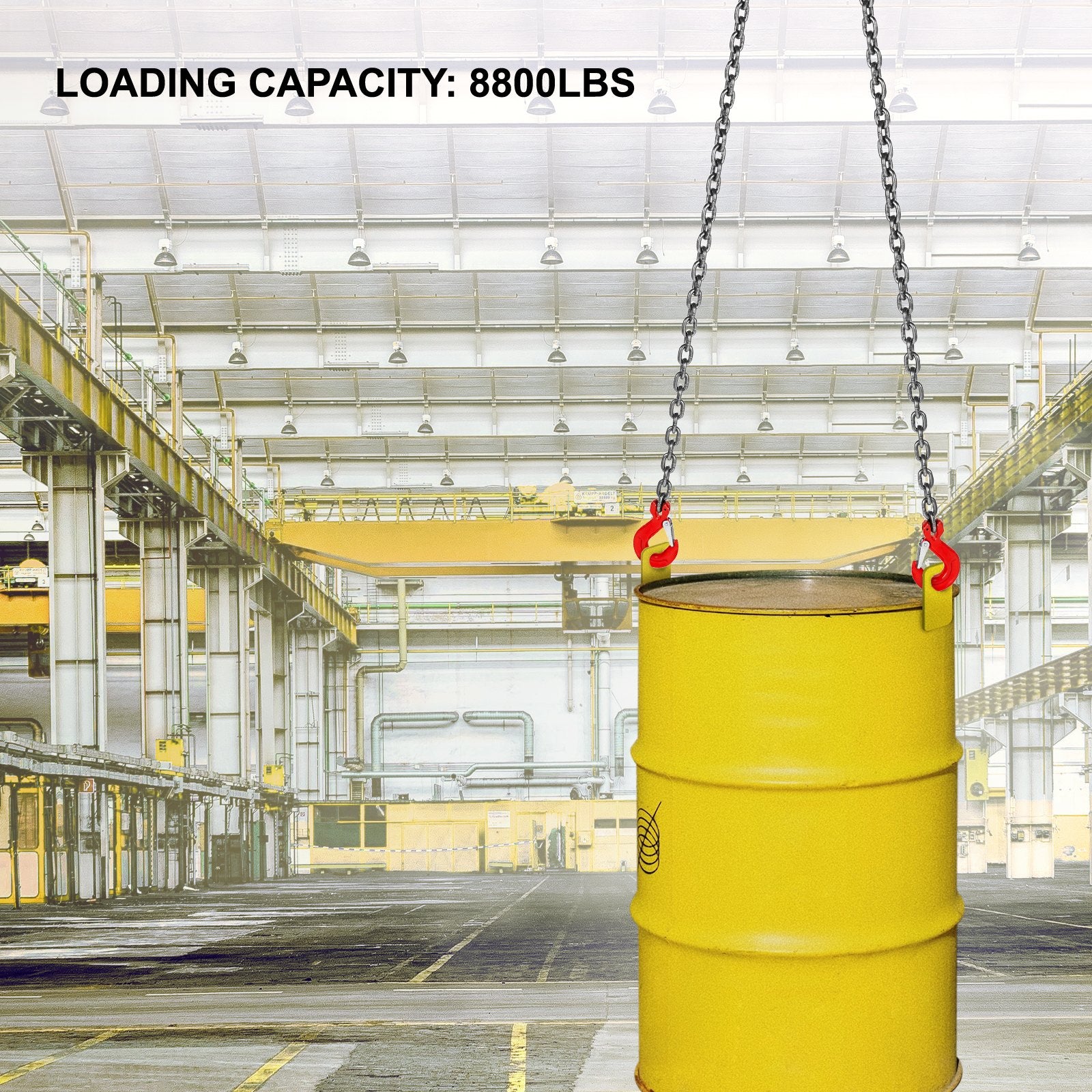 10mm x 150cm Chain Sling G80 2-Leg Lifting Chain with Hooks 5 Ton Capacity