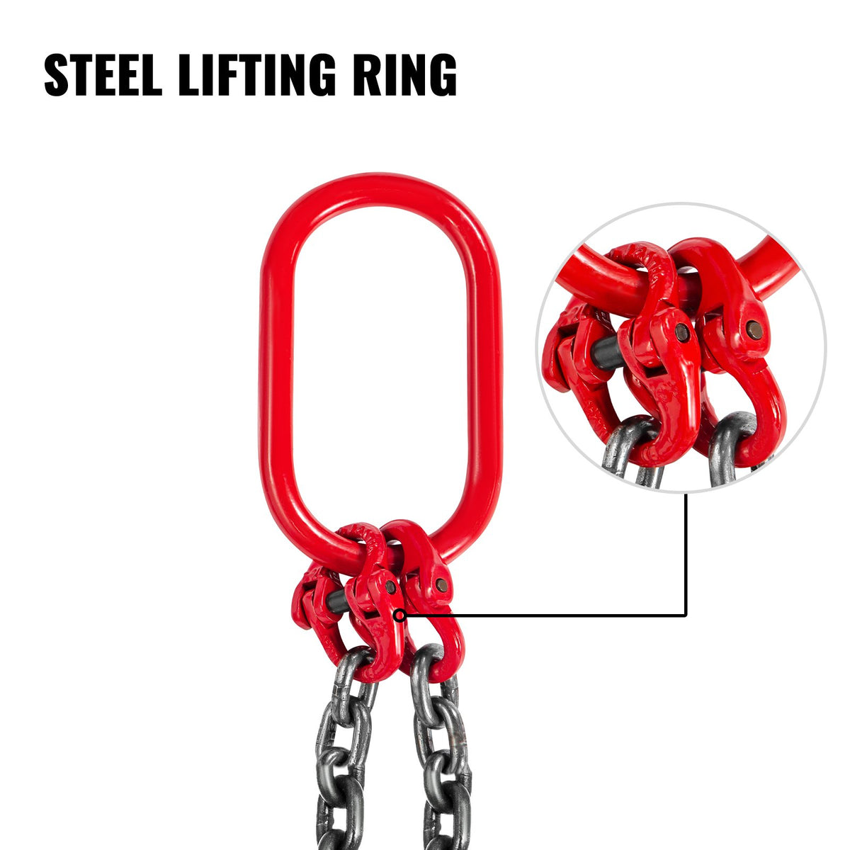 10mm x 150cm Chain Sling G80 2-Leg Lifting Chain with Hooks 5 Ton Capacity