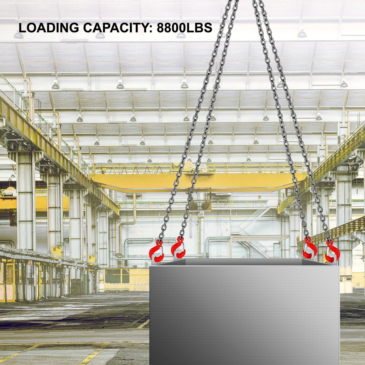 8mm x 1m Chain Sling G80 4-Leg Lifting Chain with Hooks 5 Ton Capacity