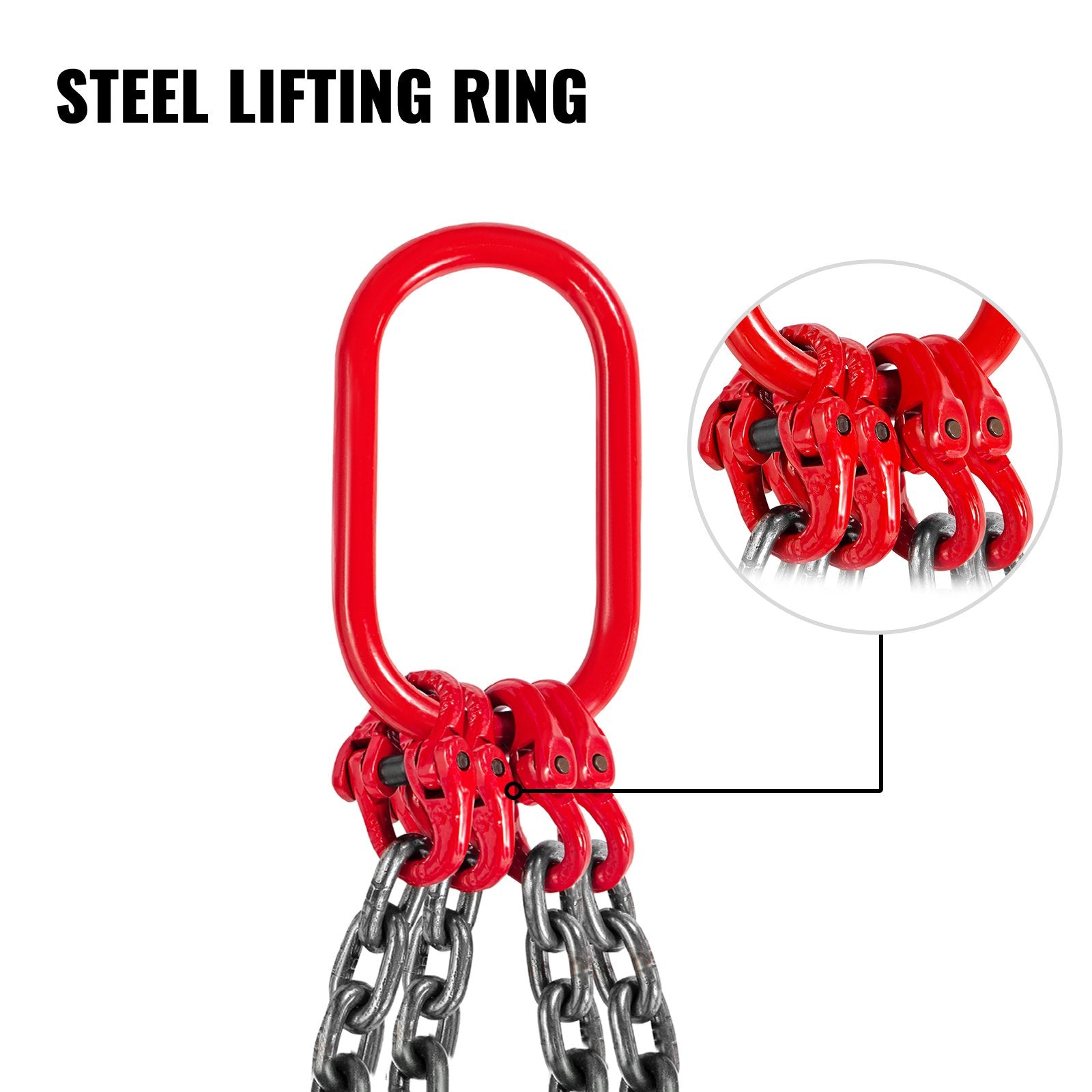 8mm x 1m Chain Sling G80 4-Leg Lifting Chain with Hooks 5 Ton Capacity