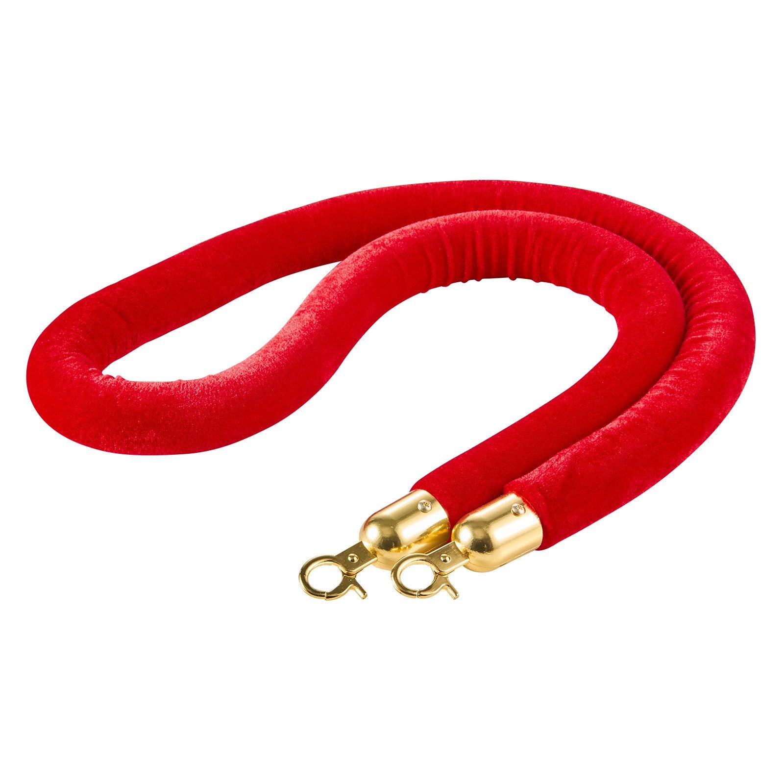 Stanchion Ropes 2Pc Red Velvet 1.5m Crowd Control Gold Hooks Queue Barrier Event
