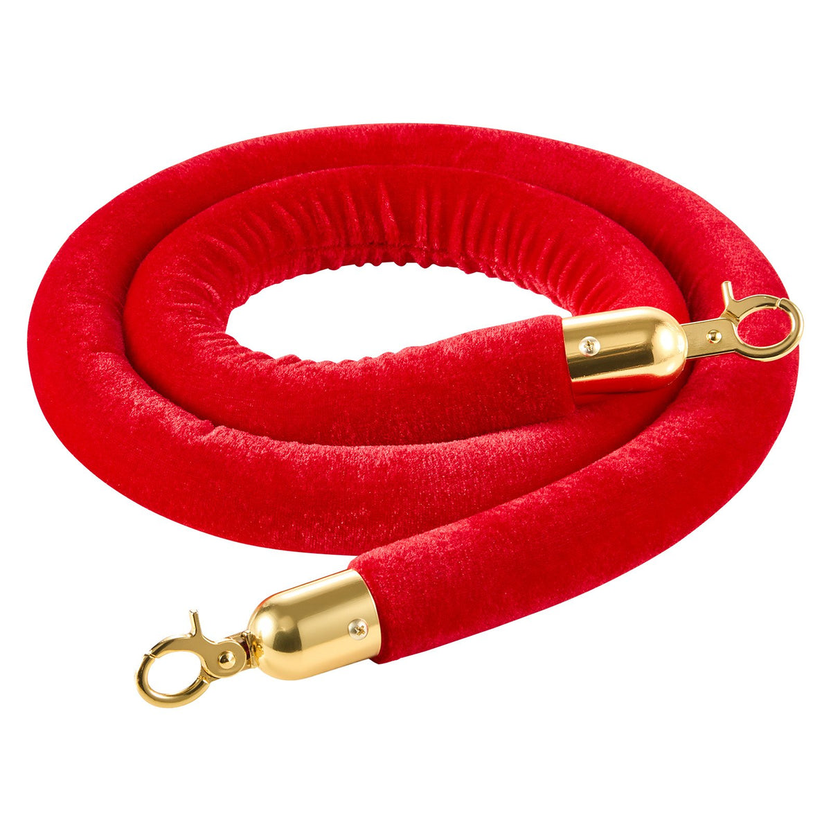 Stanchion Ropes 2Pc Red Velvet 1.5m Crowd Control Gold Hooks Queue Barrier Event