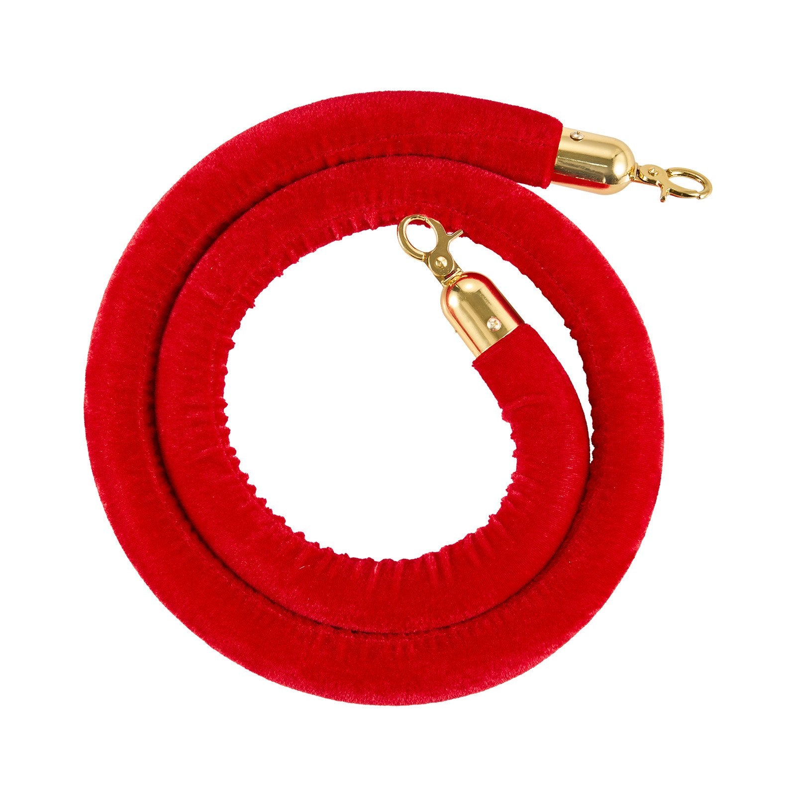 Stanchion Ropes 2Pc Red Velvet 1.5m Crowd Control Gold Hooks Queue Barrier Event