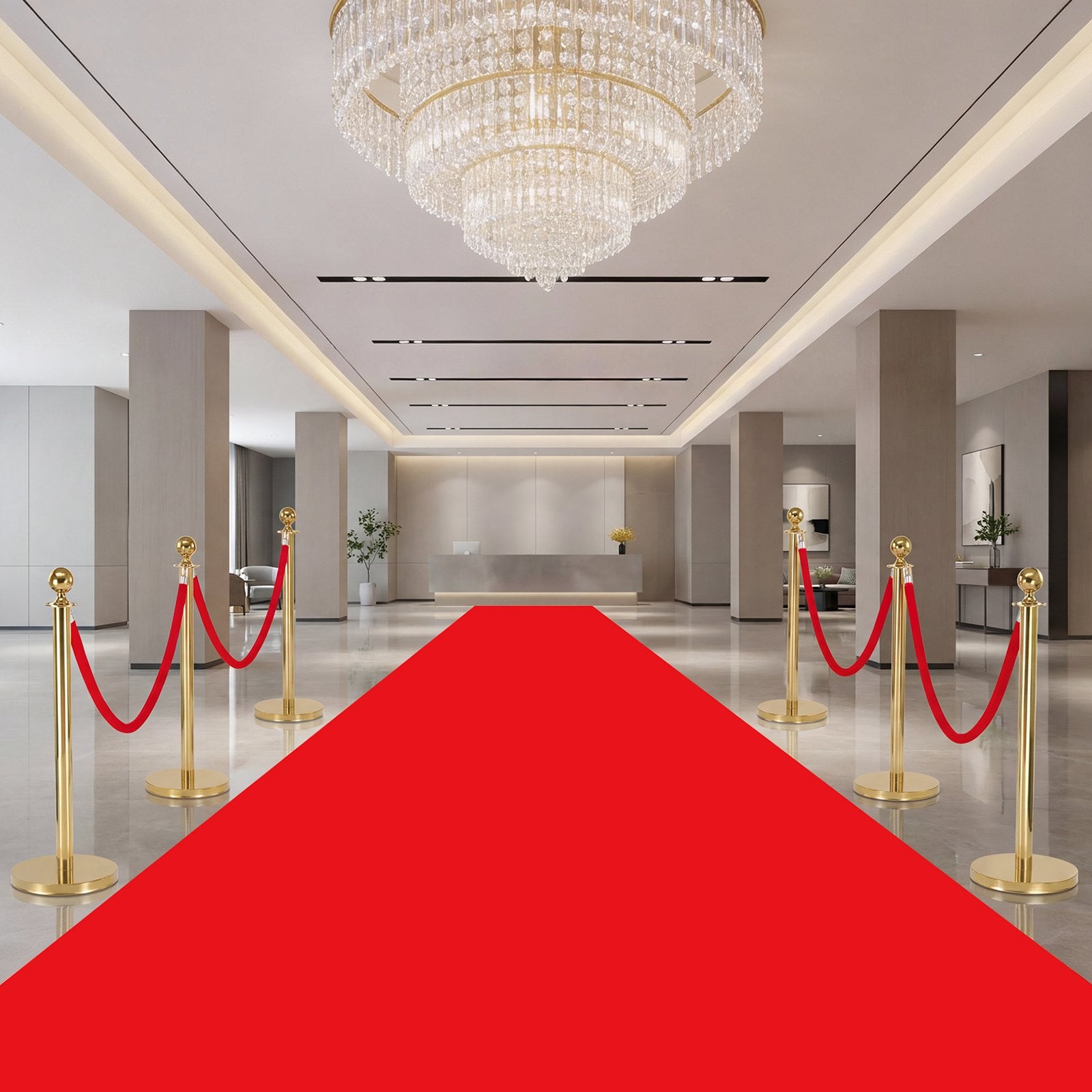 Stanchion Ropes 4Pcs Red Velvet 1.5m Crowd Control Slvr Hooks Q Barrier Event